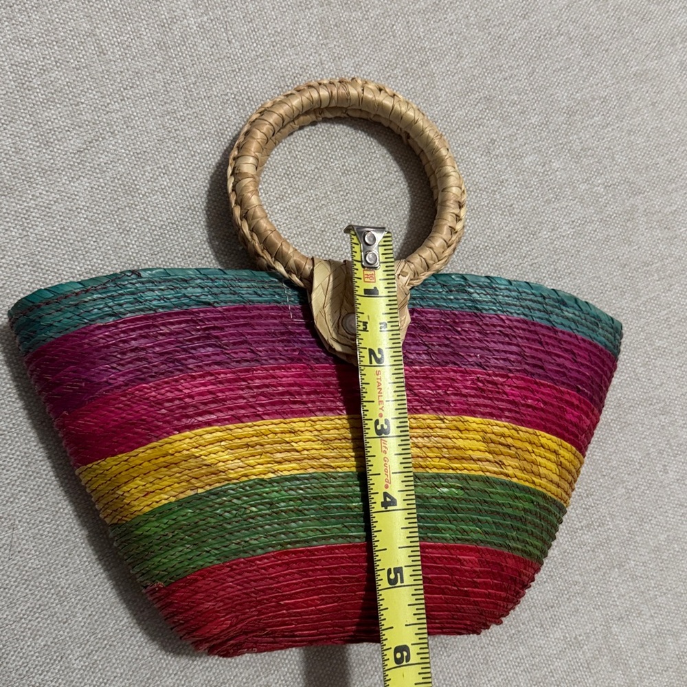 Summer Vibes Woven Multi Stripe Mini Bag-Natural Fibers-GUC - Picture 13 of 14